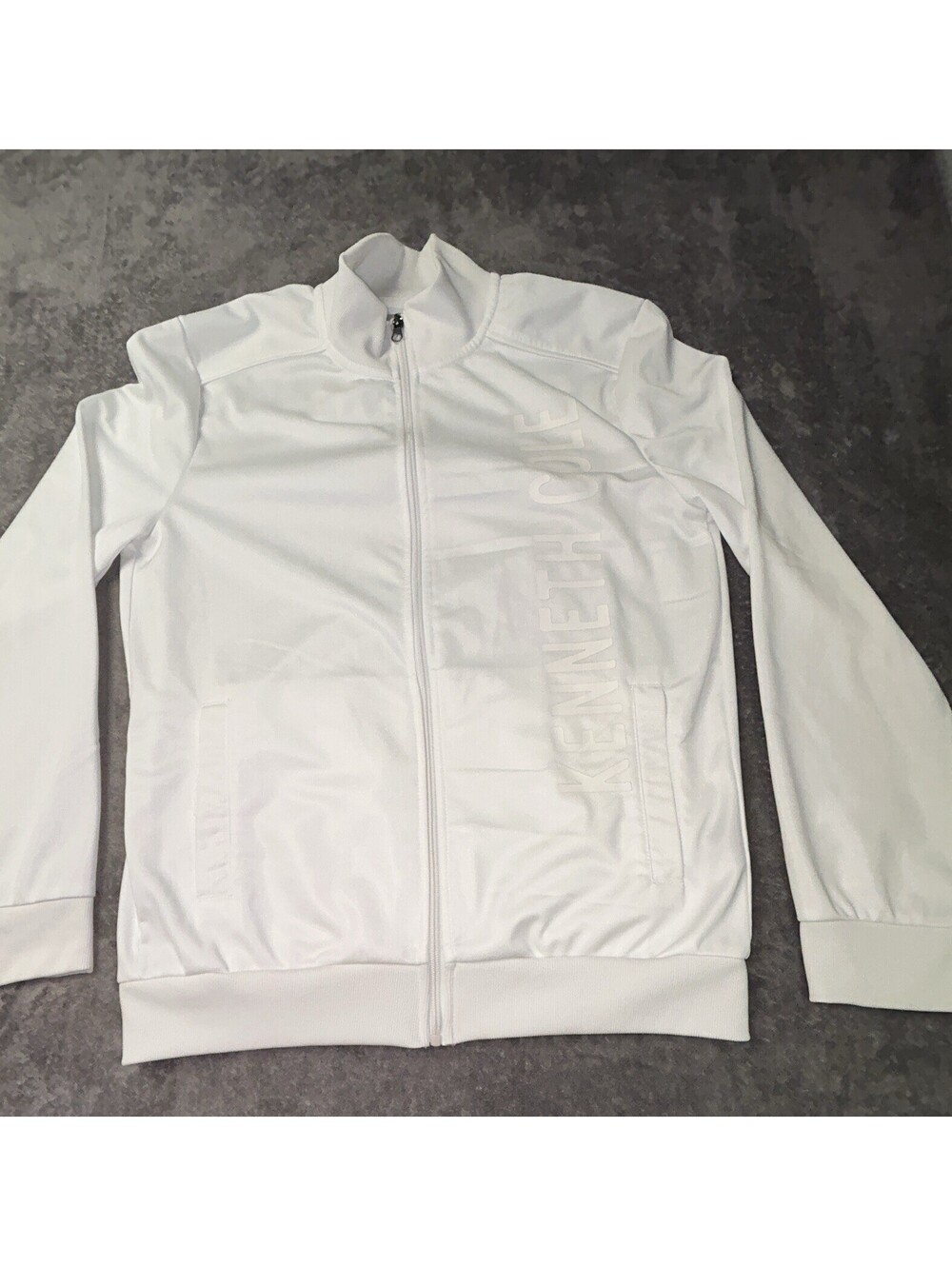 Kenneth Cole New York Mens Medium White Full Zip Athletic Jacket